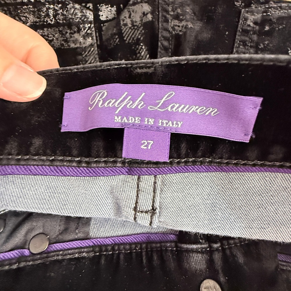 New Ralph Lauren Purple Label Pants 160 Slim Metallic Foil Plaid Velvet 27 - Picture 11 of 12